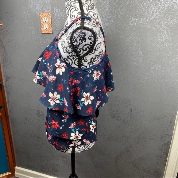 Rachel Zoe One Shoulder ruffle Floral Pullover Top - Picture 5 of 10